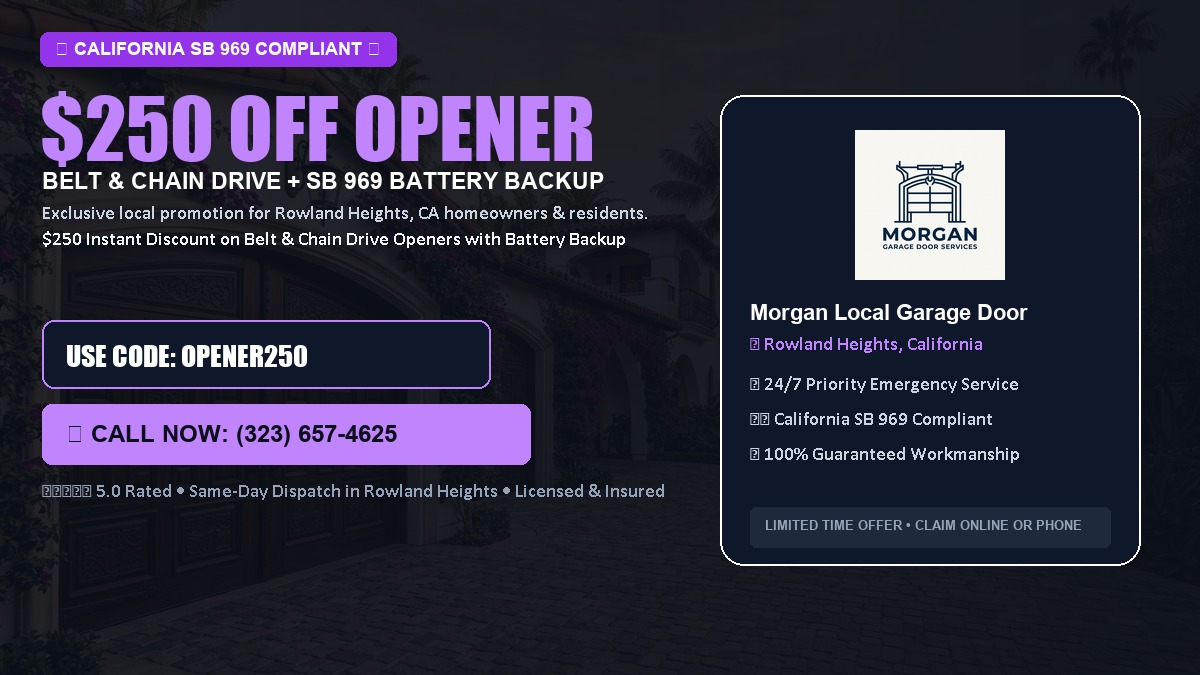 $250 OFF Smart Garage Door Opener Installation (Belt & Chain Drive with California SB 969 Battery Backup) in Rowland Heights, CA